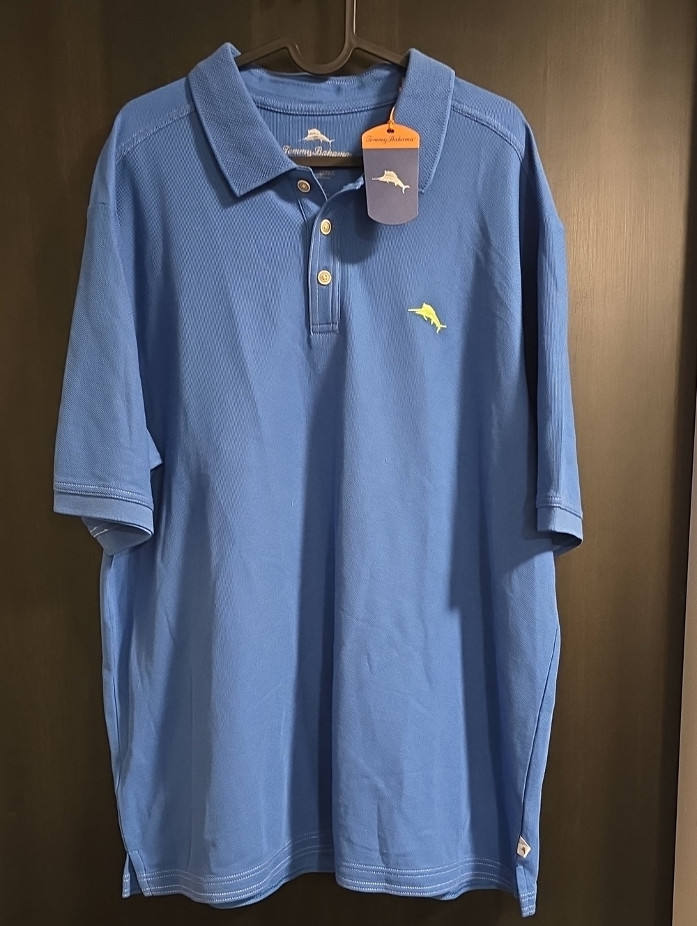 Tommy Bahama Blue Polo with Yellow Marlin Logo